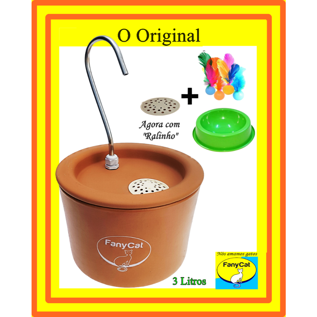 Bebedouro  Fonte Gato 3 litros Cerâmica O Original em Oferta na Shopee