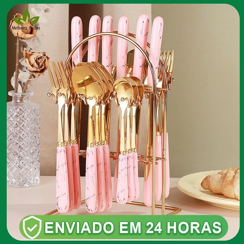 【Presente de Ano Novo🌳🎁】Conjunto de talheres de , incluindo colher, garfo e faca (suporte não incluído) em Oferta na Shopee