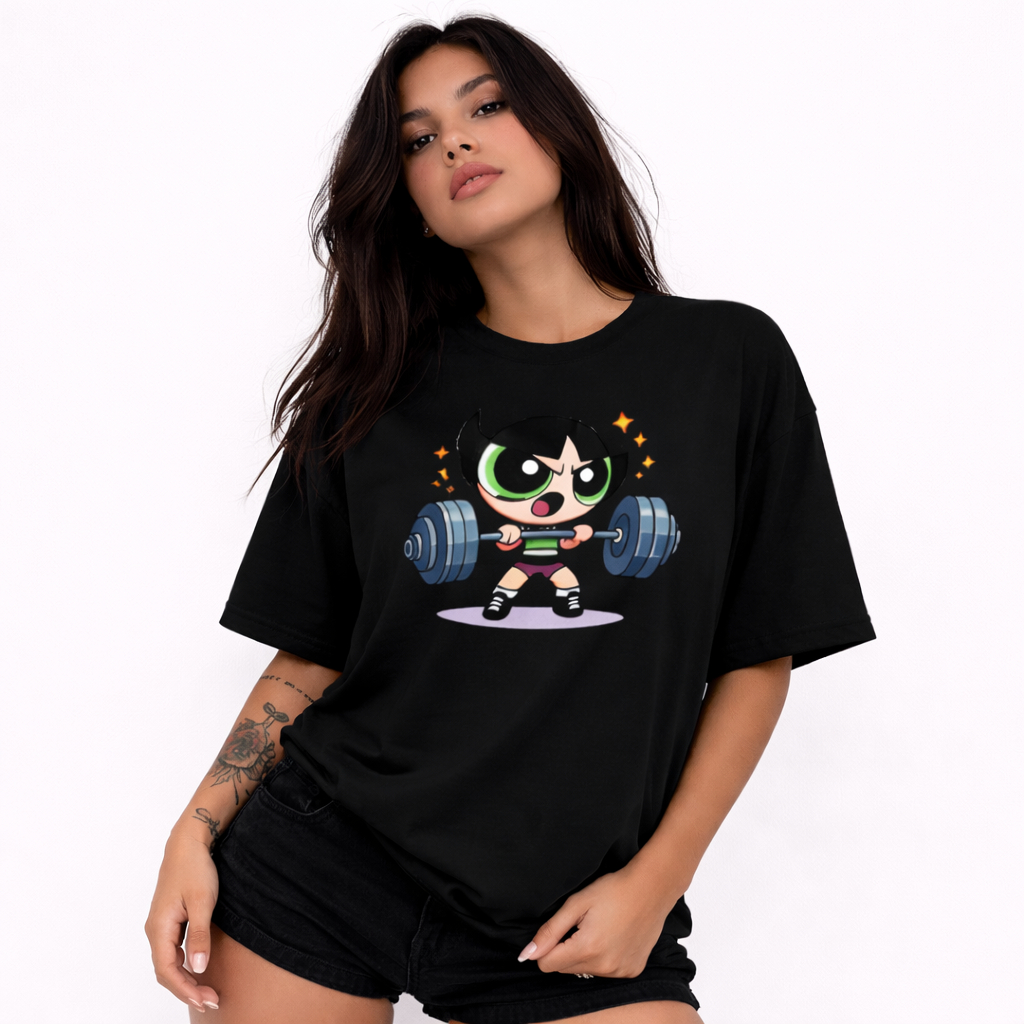 Camiseta Oversized Feminina Meninas Super Poderosas Treino Academia Streetwear
