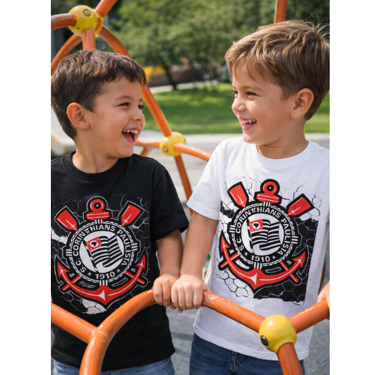 Camiseta Infantil Estampa Corinthians Timão Camisa Gaviões Fiel Time Coração Blusa Vai Mascote