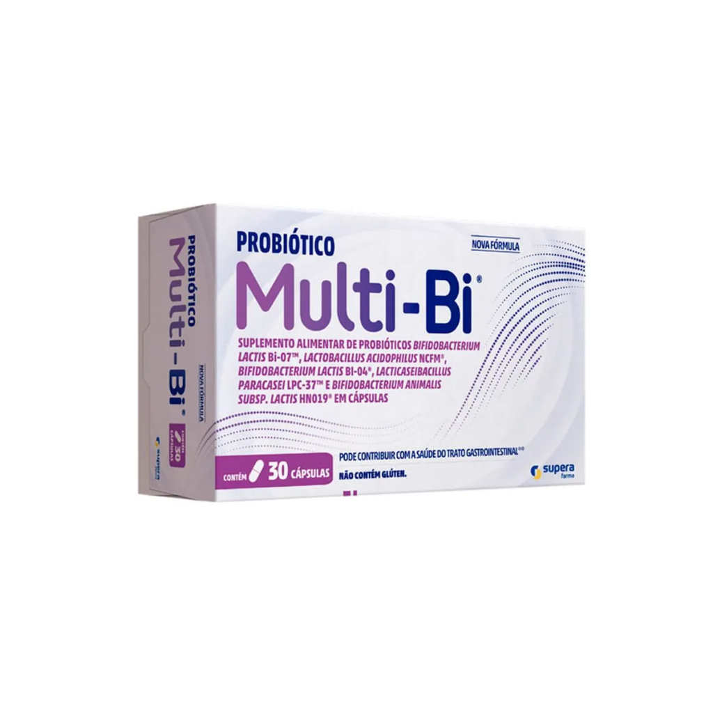 Multi-Bi Probiótico Supera 30 Cápsulas Original Nova Fórmula Saúde Intestinal Imunidade 5 Cepas
