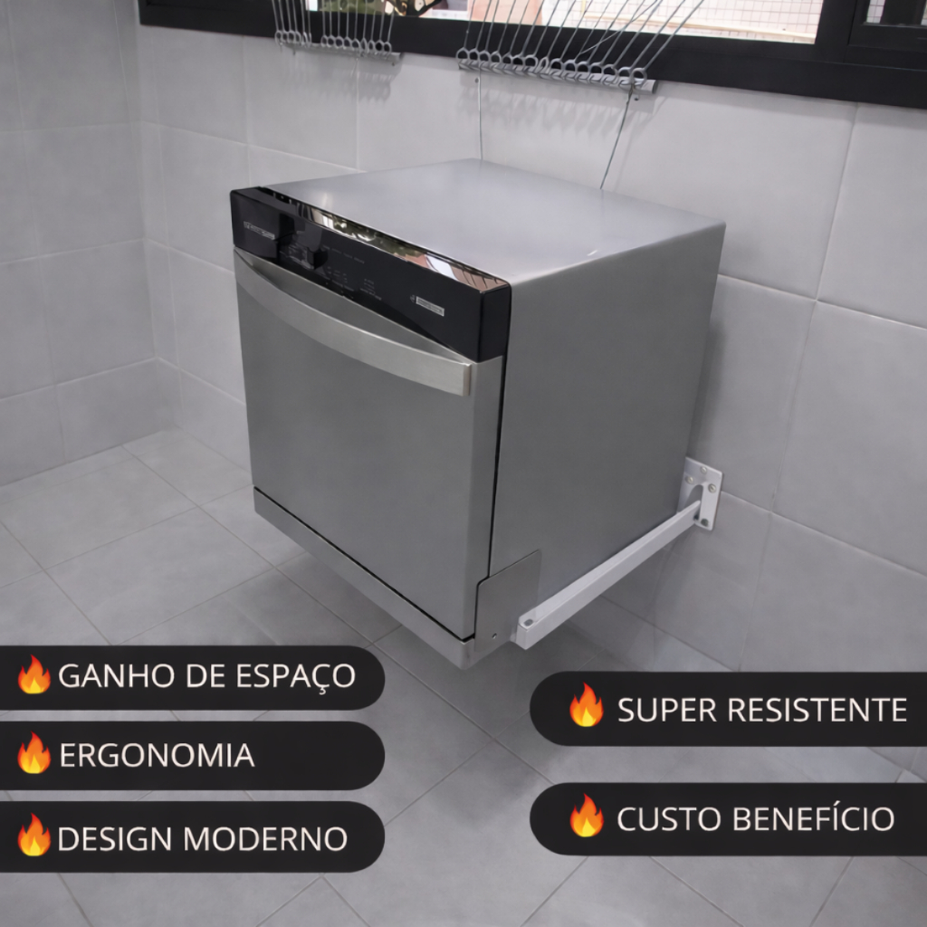 Suporte Para Lava Louças De Parede Reforçado 90kg Universal 8 e 10 Serviços Aço Carbono em Oferta na Shopee