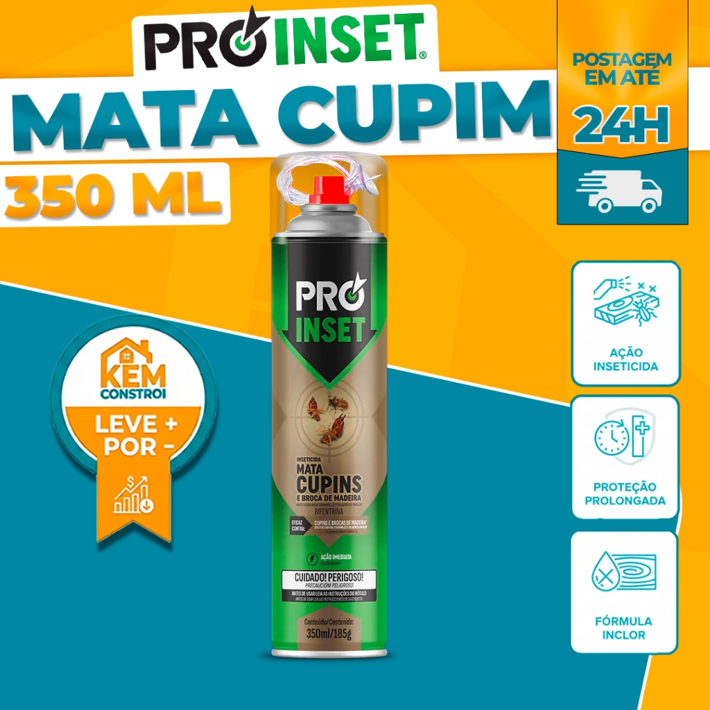 Spray Mata Cupim Incolor ProInsect 350ml com Bico Injetor Ação Prolongada Não Mancha em Oferta na Shopee