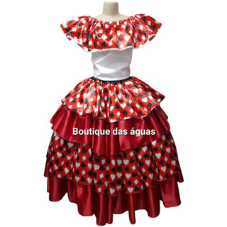 Conjunto saia e blusa e saia 7 babados duplos
