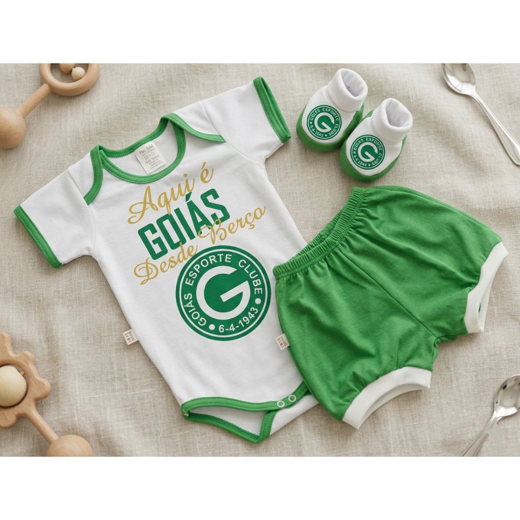 KIT BEBÊ GOIAS INFANTIL-BODY -SHORT -PANTUFA