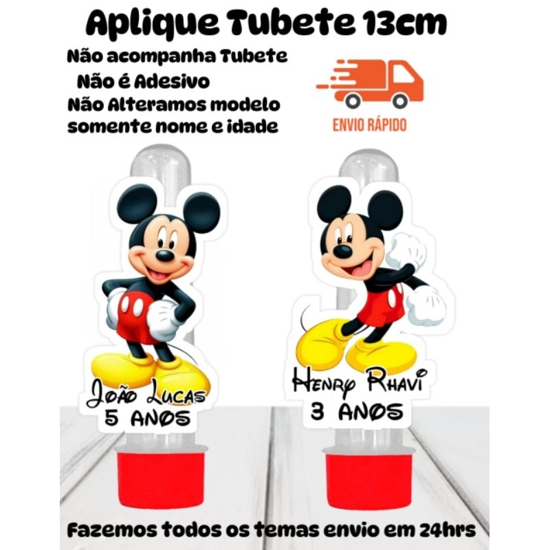 Aplique para Tubete TODOS OS TEMAS tubete 13cm Envio Rápido