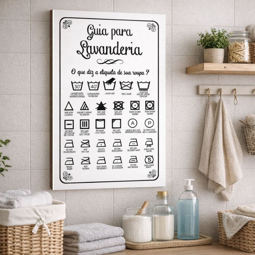 Quadro Decorativo Para Lavanderia - Guia De Lavanderia com Instruções Decoração em Oferta na Shopee