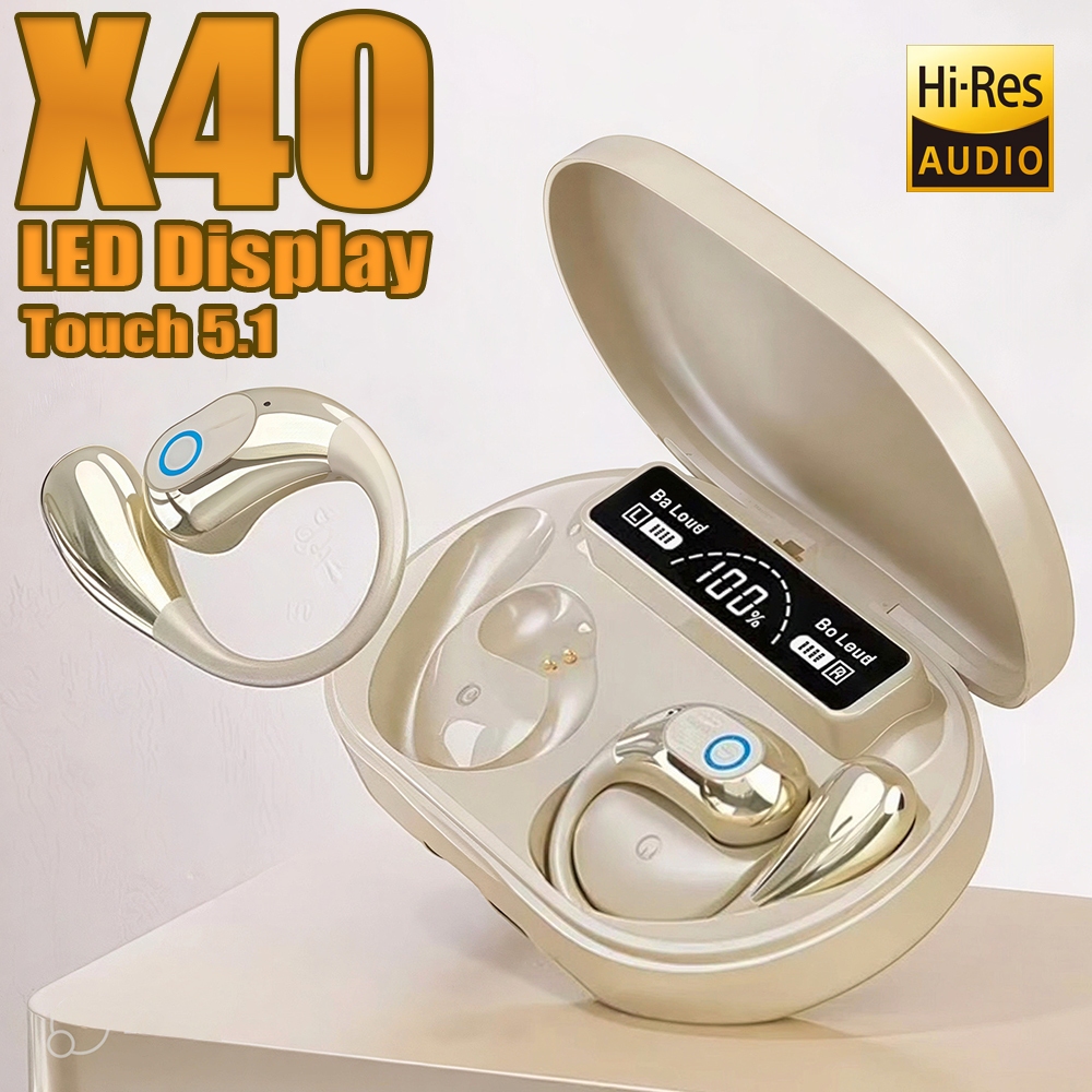 Fones de ouvido Bluetooth TWS x40 esportivos com clipe, modelo 2026 5.4 em Oferta na Shopee