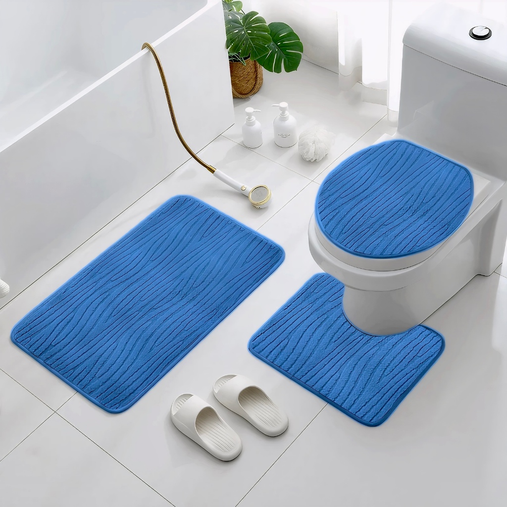 Jogo Kit Tapetes Para Banheiro 3 Peças Absorvente Com Antiderrapante Macio