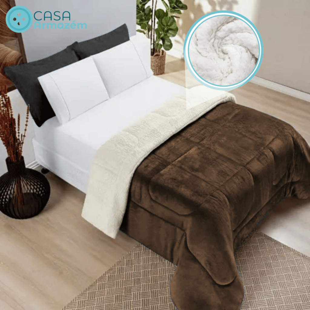 Coberdrom King Sherpa Lã Carneiro Inverno Textura Macia Premium Dupla Face Soft Plush Super Quente