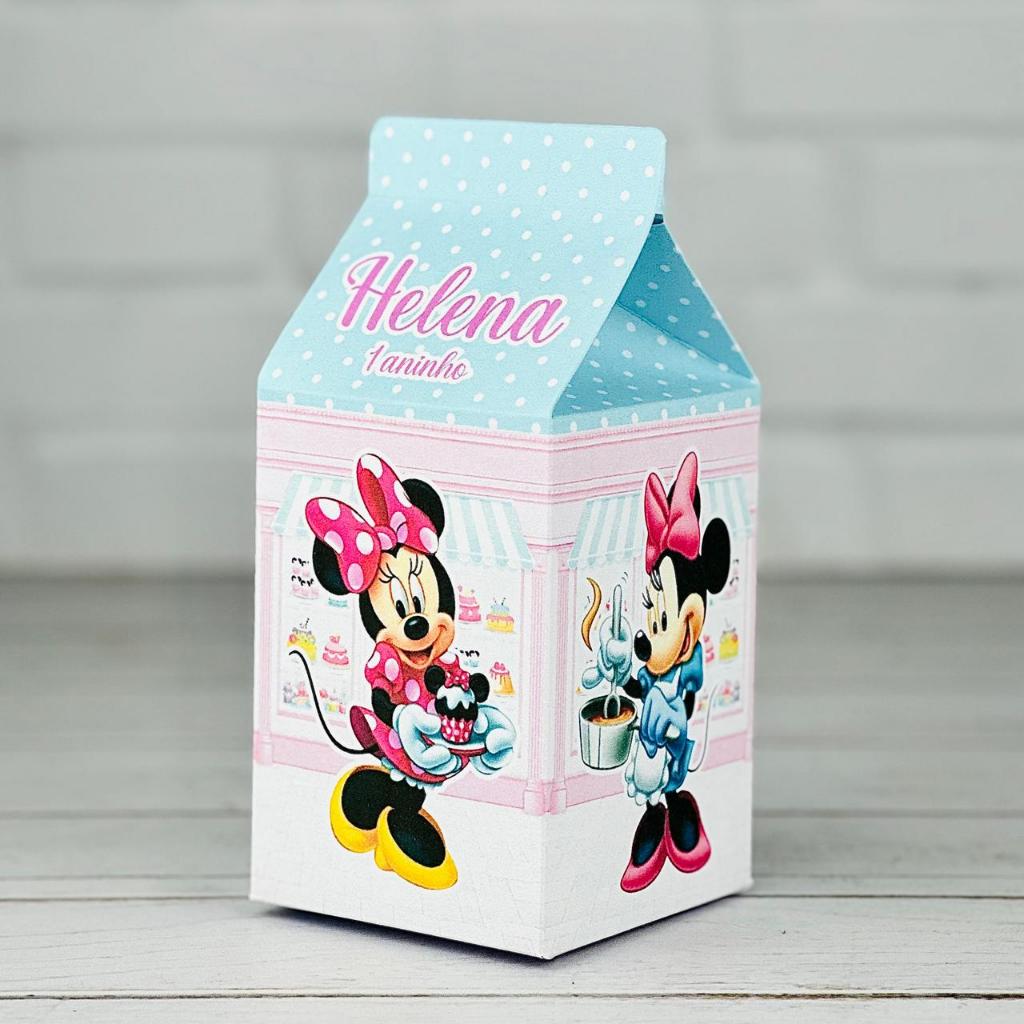 Caixinha Minnie Confeiteira | Caixa Milk Personalizada Com Nome | Mimos Aniversário Lembrancinhas Personalizados