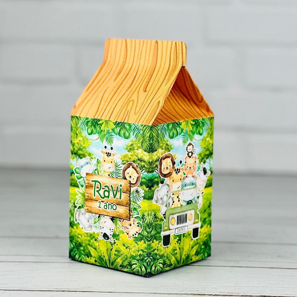 Caixinha Safari Baby | Caixa Milk Personalizada Com Nome | Mimos Aniversário Lembrancinhas Personalizados Kit Festa