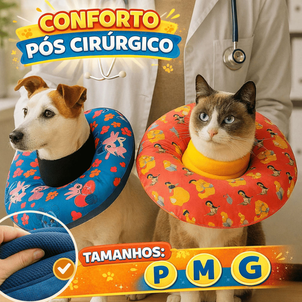 Colar Elizabetano Acolchoado Regulável | Conforto Pós-Cirúrgico | Não Machuca Fofinho | P M G em Oferta na Shopee