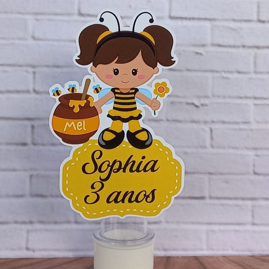 Kit Aplique 3D para Tubete - Personalizado - Lembrancinha Aniversário Infantil/ Decoração de mesa