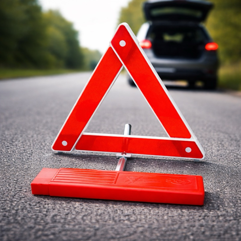 Triângulo de Sinalização Automotivo Dobrável com Estojo Segurança Veicular 29cm