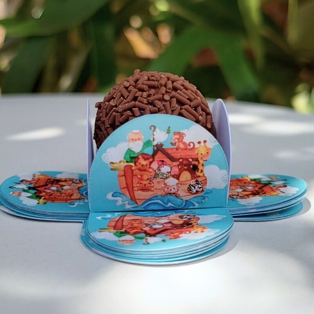 Forminha de Doce Brigadeiro, Beijinho 4 Pétalas Infantil Aniversário Lembrancinha Arca de Noé 1