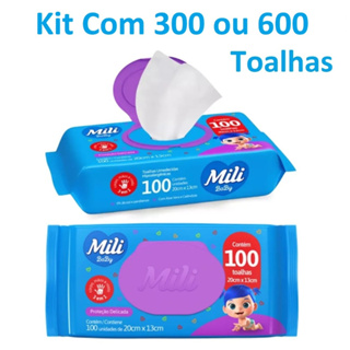 Kit Com 300 ou 600 Lenços Toalhas Umedecidas Mili Baby Pacote Com 100 Toalhas Cada em Oferta na Shopee