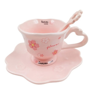 Xícara C/ Pires Flower 250ml em Cerâmica/ Xicara Tumbrl/ Xicara Flot/ Presente/ Mesa Posta