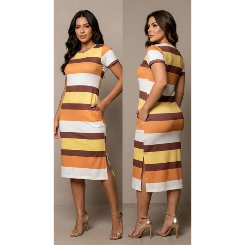 vestido  midi com bolso  moda Evangelica tecido  romântic ,  tamanho  único  g  . em Oferta na Shopee