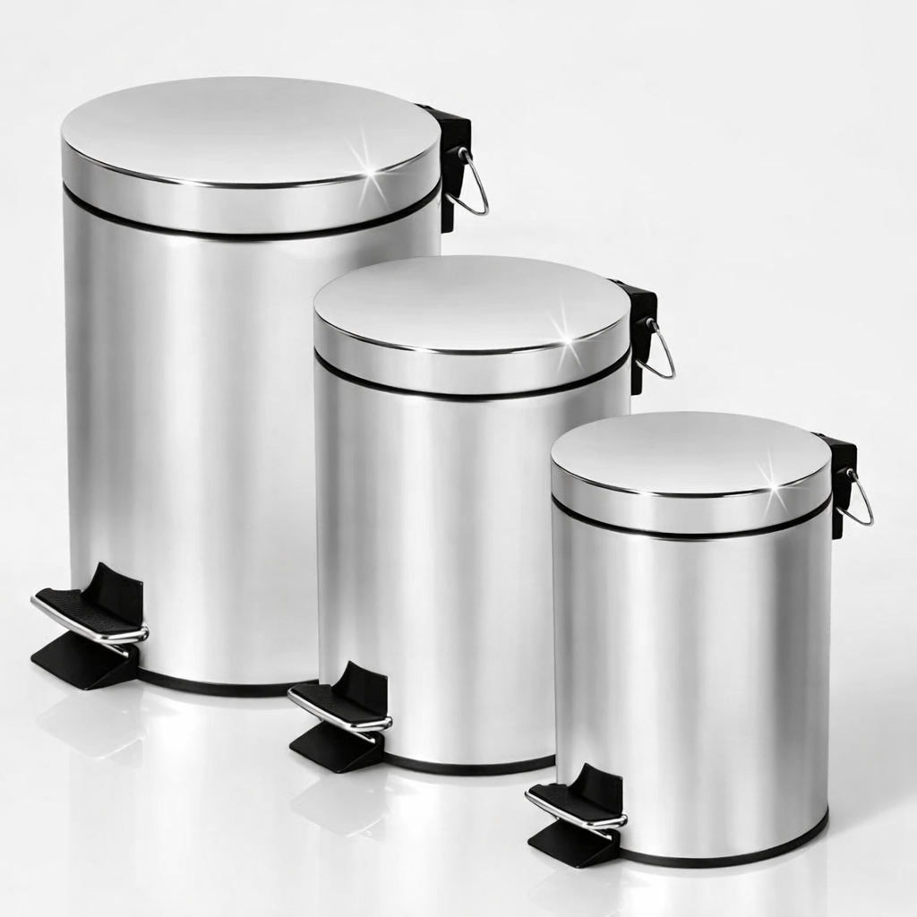 Lixo Lixeira Inox Pedal 3 5 12 Litros Redonda Balde Cesto Removível Banheiro Escritório Cozinha