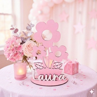 Kit 10 Centro De Mesa Personalizado Jardim Encantado Flor Lembrancinha Aniversario MDF em Oferta na Shopee