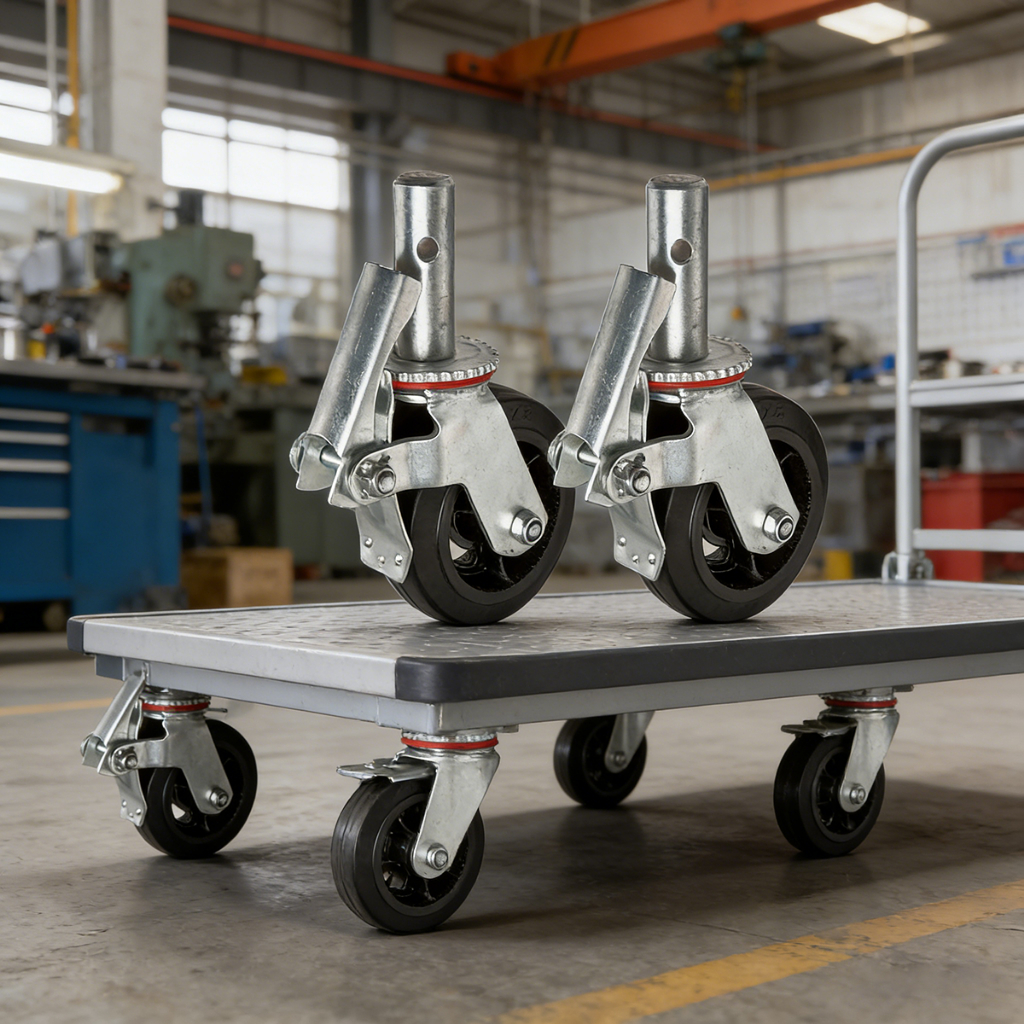 Kit 4 Rodízios Giratórios com Trava de Freio para Andaime até 1600Kg Preto