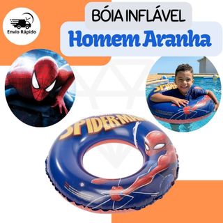 Boia Circular do Homem Aranha ( Spider Man ) 72 Cm Redonda de Cintura Peso Máximo 30Kg Resistente Para Piscina Praia Rio
