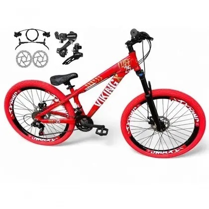 Bicicleta Kit Vikingx Tuff X25 30 Freeride Câmbios Shimano 21v Freio Hidraulico Aros Vmaxx Pneu Flame Vermelho