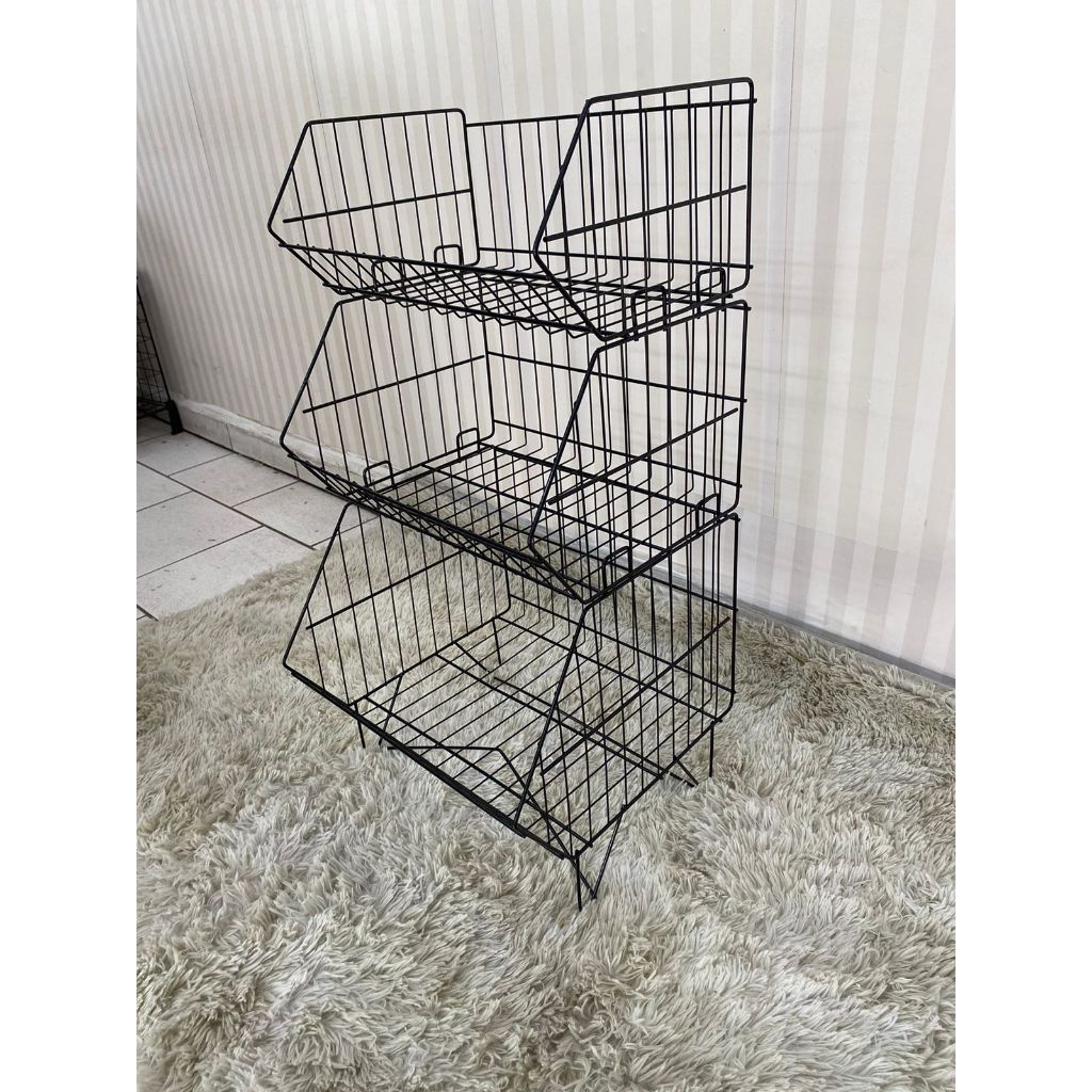 Cesto Organizador Casa Loja Brinquedo Aramado Baby 3 Cesto Empilhável