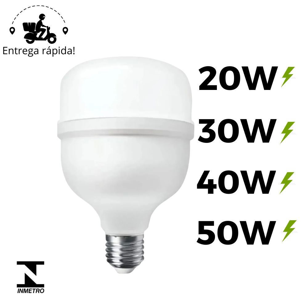 Lampada LED Alta Potência Super Branca E27 Econômica Ultra Brilhante Bivolt Branco Frio 6500K em Oferta na Shopee
