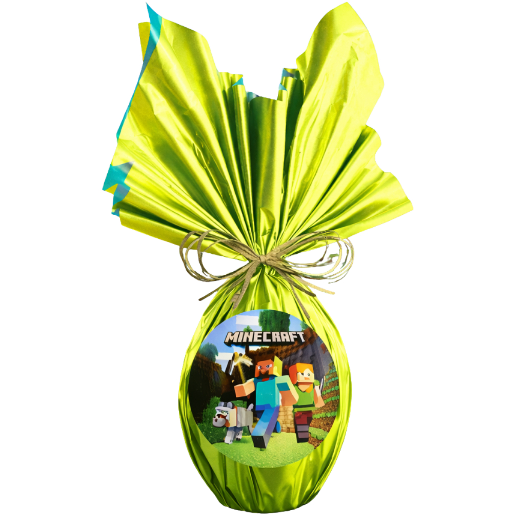 Ovo de Páscoa 300g Minecraft com Boneco Surpresa Chocolate ao Leite Infantil Presente Criança