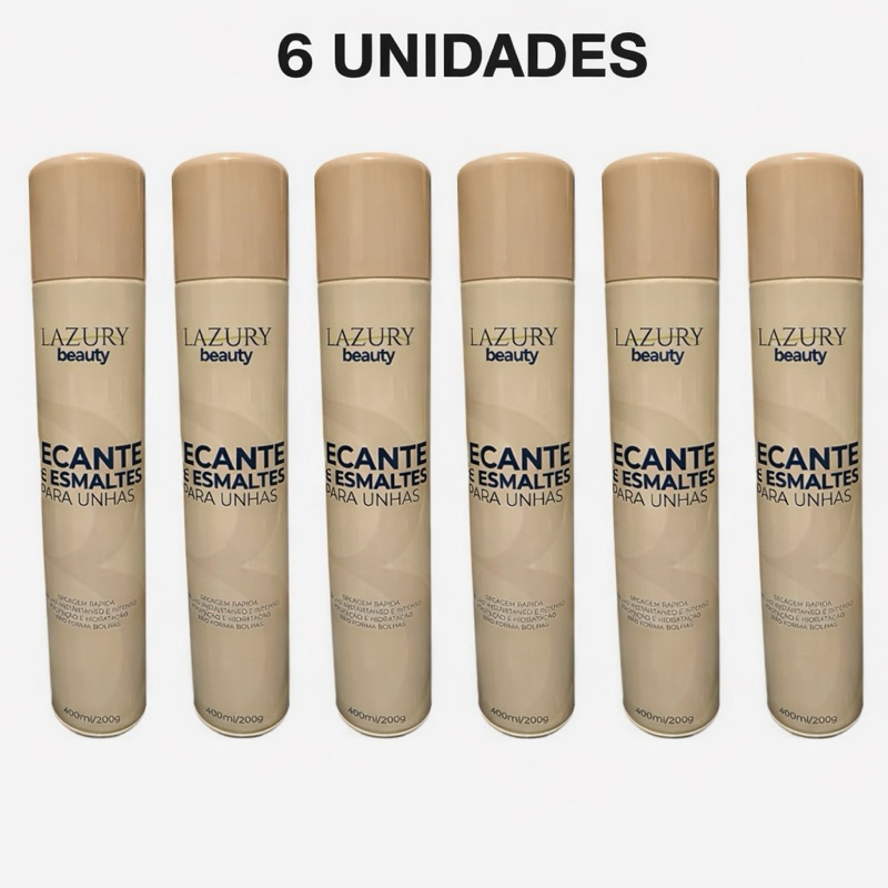 Kit com 6 Spray Secante de Unha 400ml LAZURY(embalagem com tampa bege ou azul)