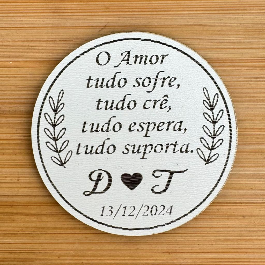 Kit Imãs de Geladeira Personalizados Casamento com Frase em MDF | Lembrancinha Noivado e Casamento Personalizado MDF