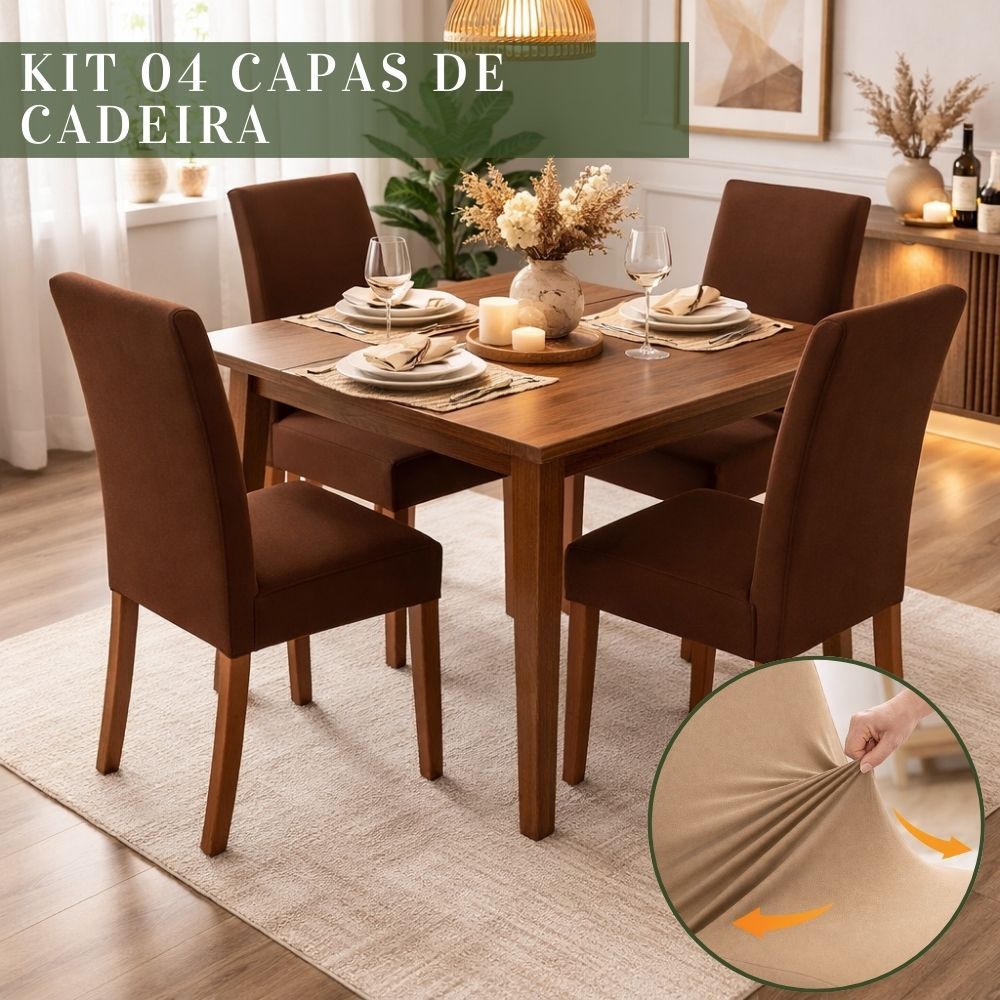 Kit 4 Capas para Cadeira com Elástico Malha Gel Imperdível