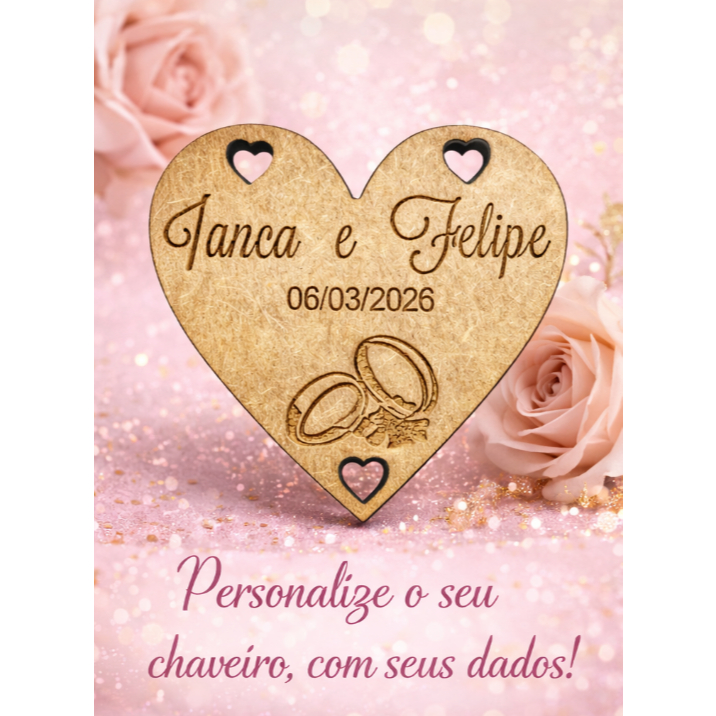 Pacote com 145 Chaveiros Personalizados com argolas MDF Lembrancinhas Casamento aniversarios