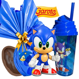 Kit Ovo de Pascoa do Sonic Boneco + Copo Meninos Chocolate Premium ao Leite Grande Promoção em Oferta na Shopee