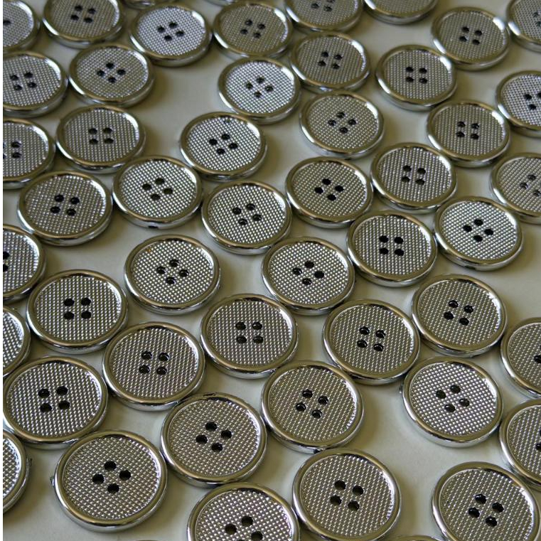 Botão para Casaco Sobretudo Jeans Detalhes -  25 mm 4 Furos - Plástico ABS - Dourado -Prata - kit com 12 Unidades
