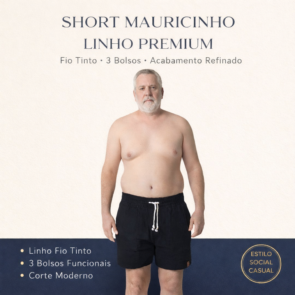 Short Mauricinho Plus Size Fio Tinto Linho – Conforto, Estilo e Durabilidade