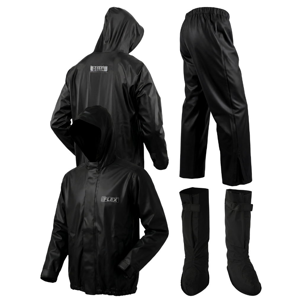 Capa de Chuva Delta Flex Com Capuz + Polaina Bota Delta Pvc Impermeável
