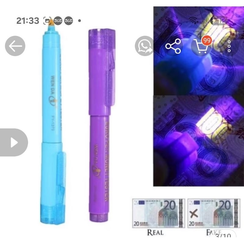 caneta detectora de notas falsas com luz negra em Oferta na Shopee