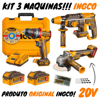 Kit Combo Parafusadeira + Esmerilhadeira + Martelete SdS Plus 20v (COSLI241198-9) Ingco em Oferta na Shopee