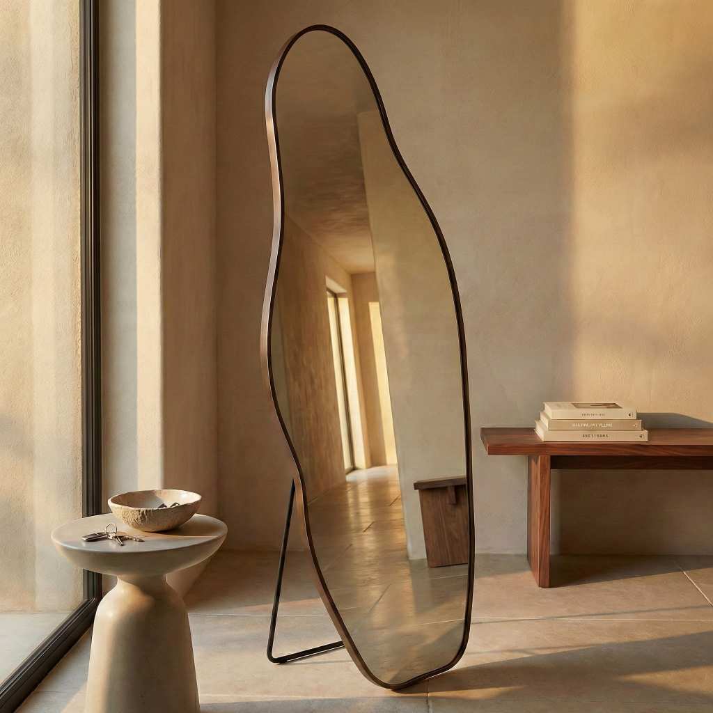 Espelho Orgânico Lopazzi Corpo Inteiro Grande 150x60cm Suporte de Chão Moldura Alumínio Pinterest em Oferta na Shopee