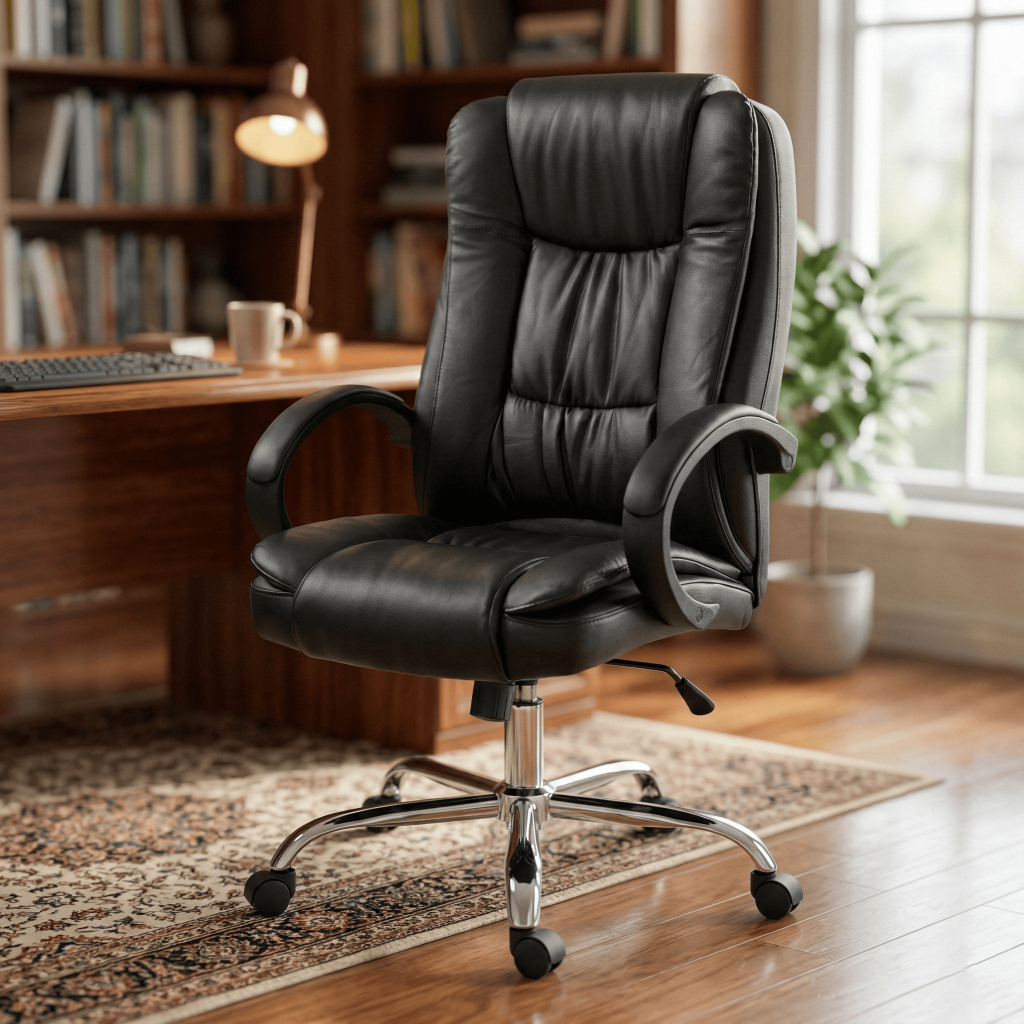 Cadeira de Escritório Presidente Ergonômica Reclinavel com Apoio Lombar e Design Moderno