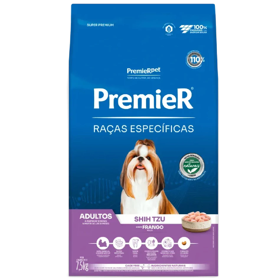 Ração Premier Raças Específicas Cães Adultos Shih Tzu Frango 7,5kg