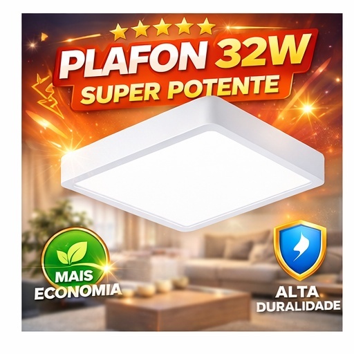 Painel Luminária Plafon Led  32w Quadrado Branco Frio 6500k Bivolt em Oferta na Shopee