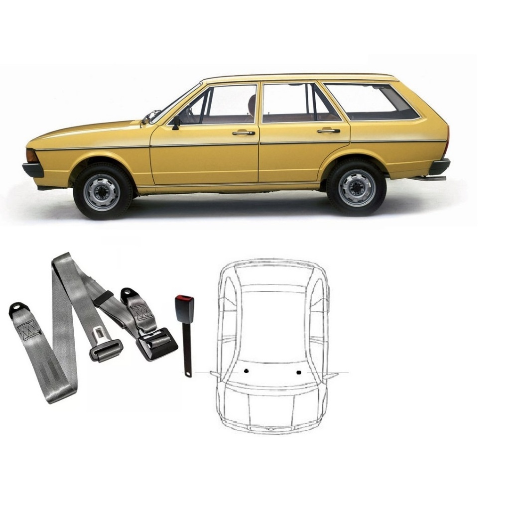KIT CINTO SEGURANÇA ESTÁTICO 3 PONTOS + FECHO VOLKSWAGEN BRASILIA