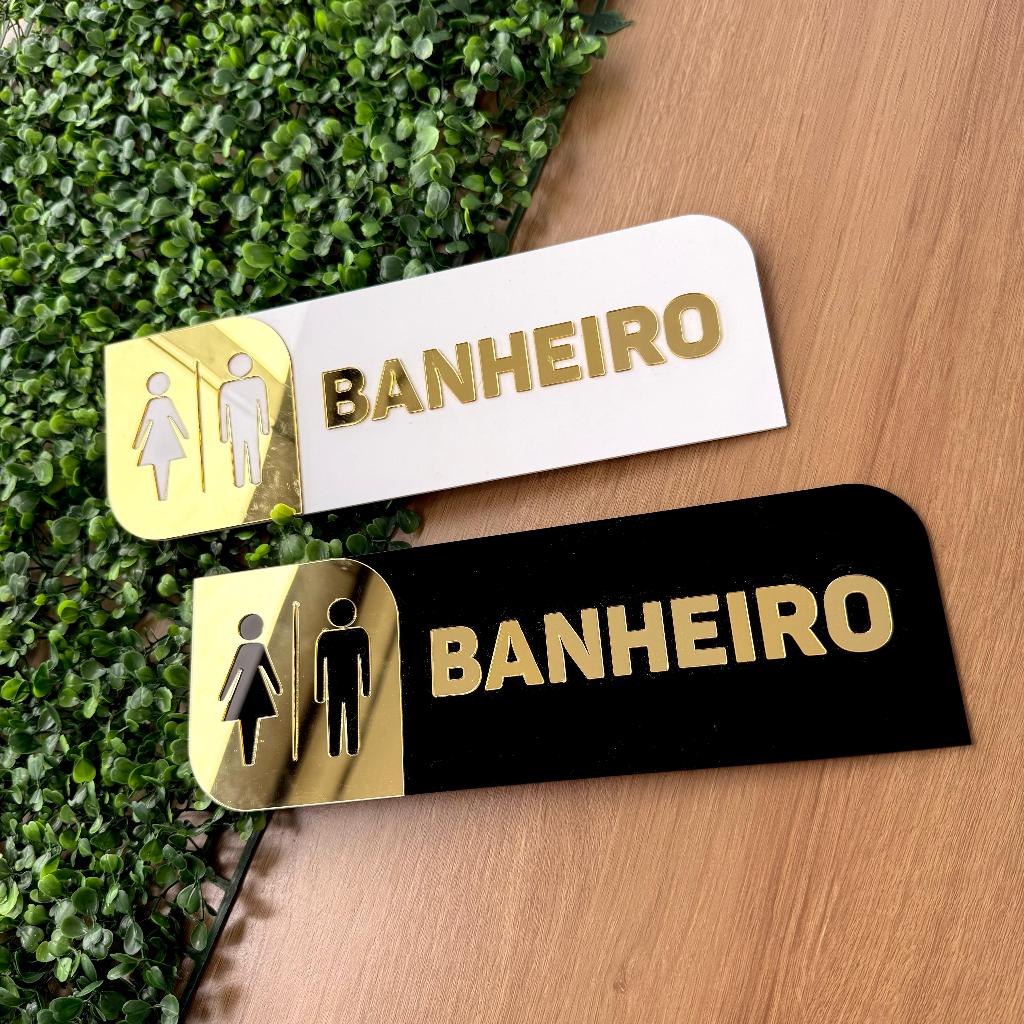 Placa Banheir Acrílico – Sinalização Moderna e Elegante para Porta Unissex em Oferta na Shopee