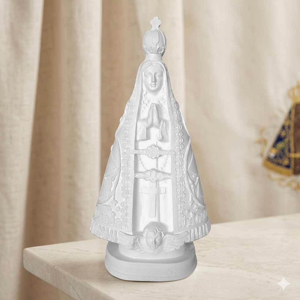 Kit 2 4 ou 6 Nossa Senhora Aparecida Manto Trabalhado 20cm Gesso Cru Branco Para Pintar Artesanato Católico