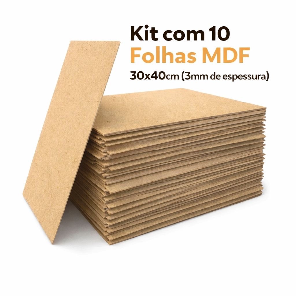Kit 10 Placas MDF 30x40cm 3mm Cru Corte Laser Artesanato Para Quadros Sublimação em Oferta na Shopee