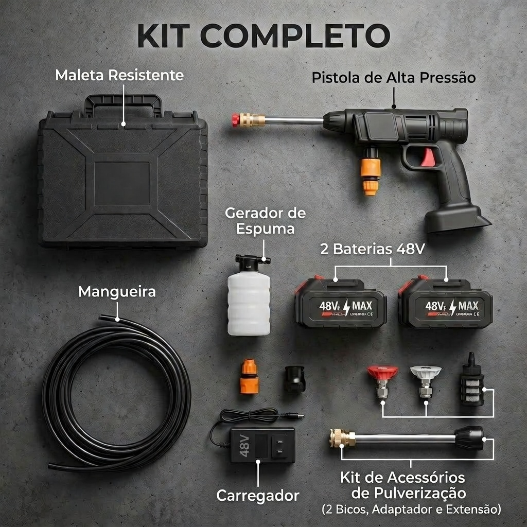 Lavadora A Jato De Alta Pressão Portátil Recarregável Preto 127/220v 50/60 em Oferta na Shopee